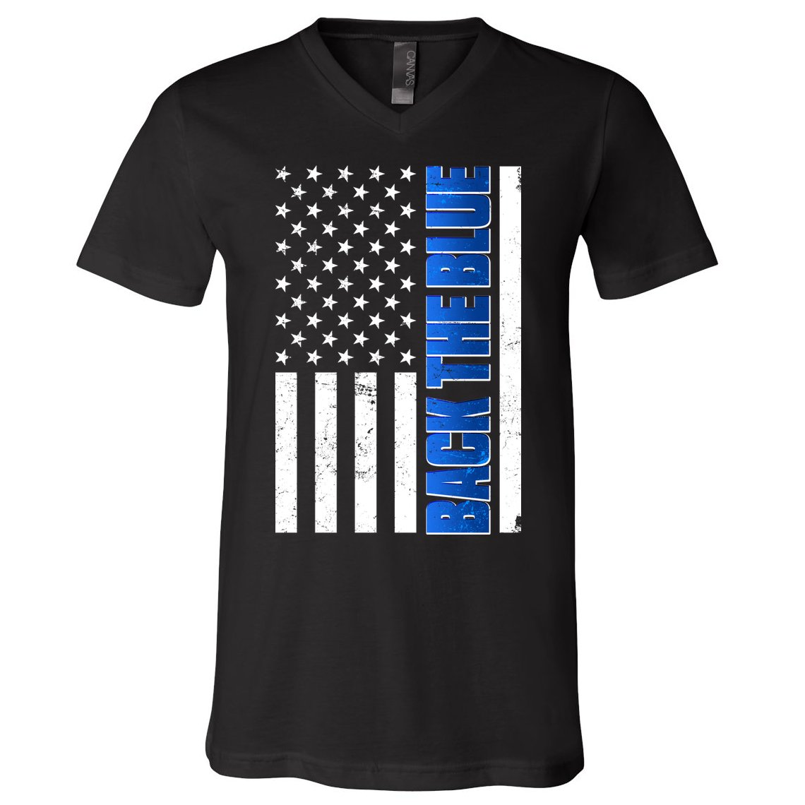 Back The Blue Thin Blue Line US Flag V-Neck T-Shirt