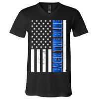 Back The Blue Thin Blue Line US Flag V-Neck T-Shirt