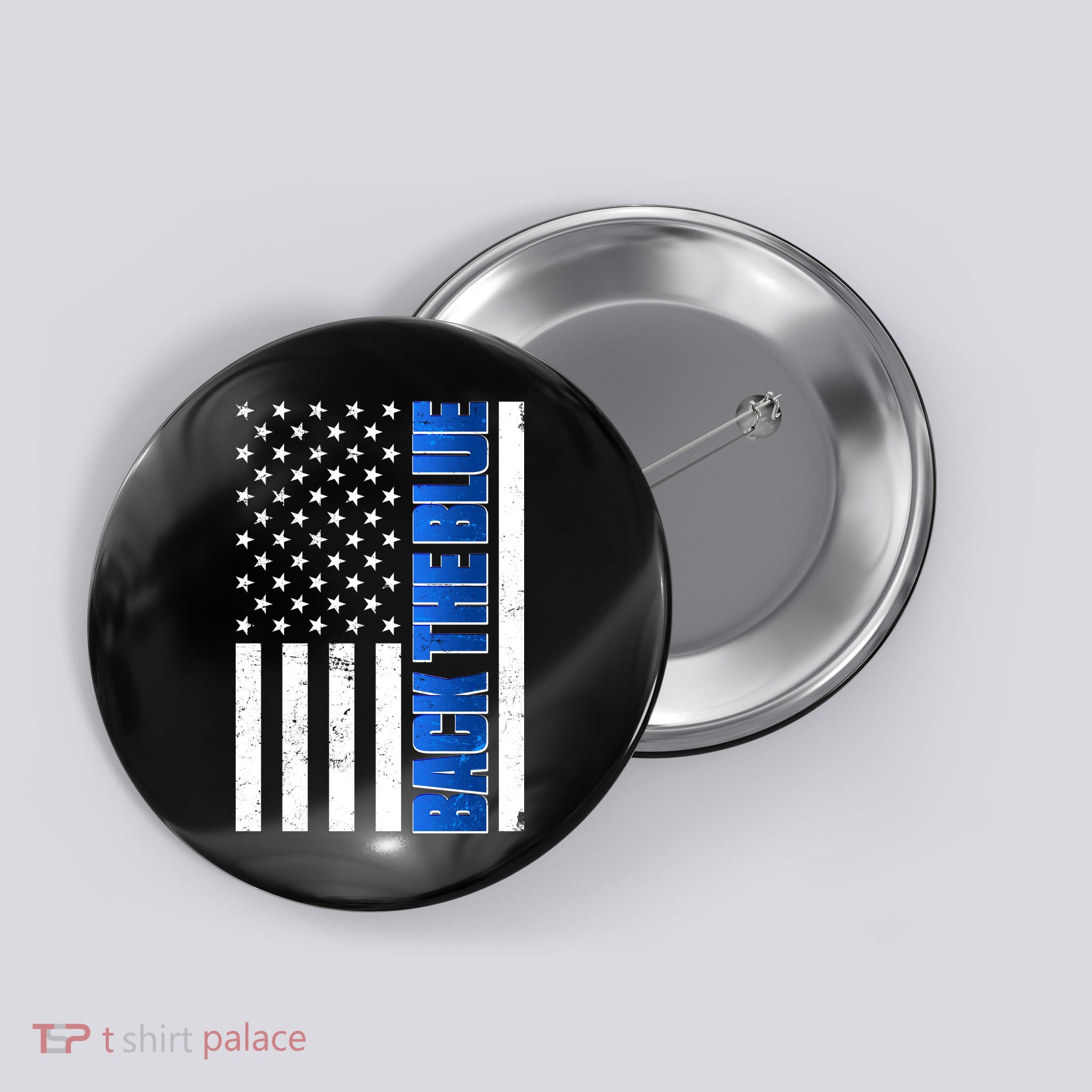 Back The Blue Thin Blue Line US Flag Button