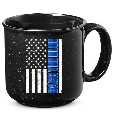 Back The Blue Thin Blue Line US Flag 15oz Campfire Ceramic Mug