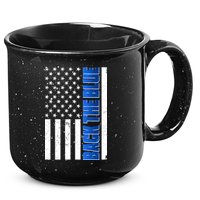 Back The Blue Thin Blue Line US Flag 15oz Campfire Ceramic Mug