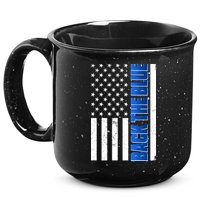 Back The Blue Thin Blue Line US Flag 15oz Campfire Ceramic Mug