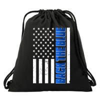 Back The Blue Thin Blue Line US Flag Drawstring Bag