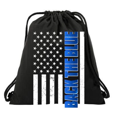 Back The Blue Thin Blue Line US Flag Drawstring Bag