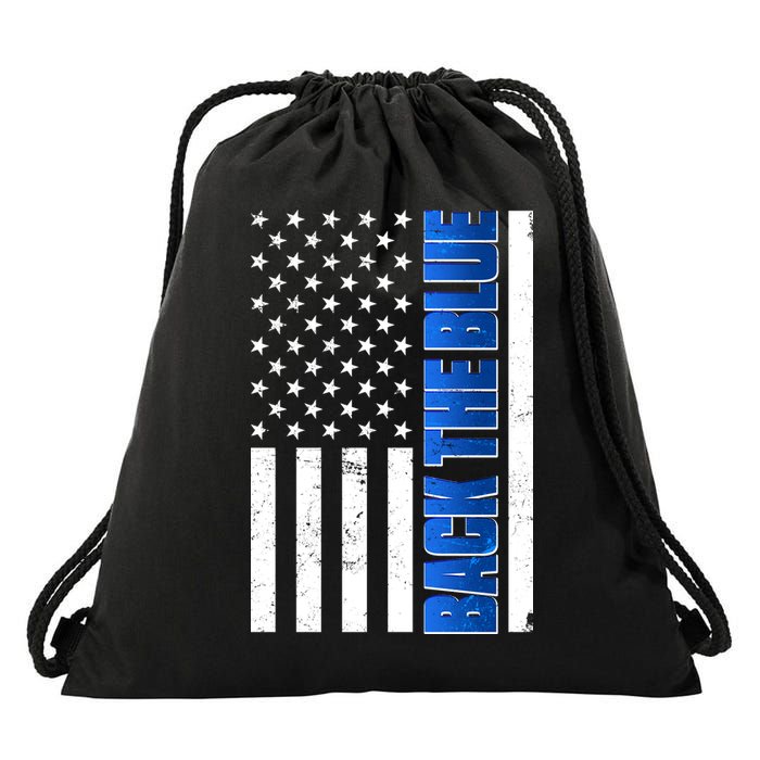Back The Blue Thin Blue Line US Flag Drawstring Bag