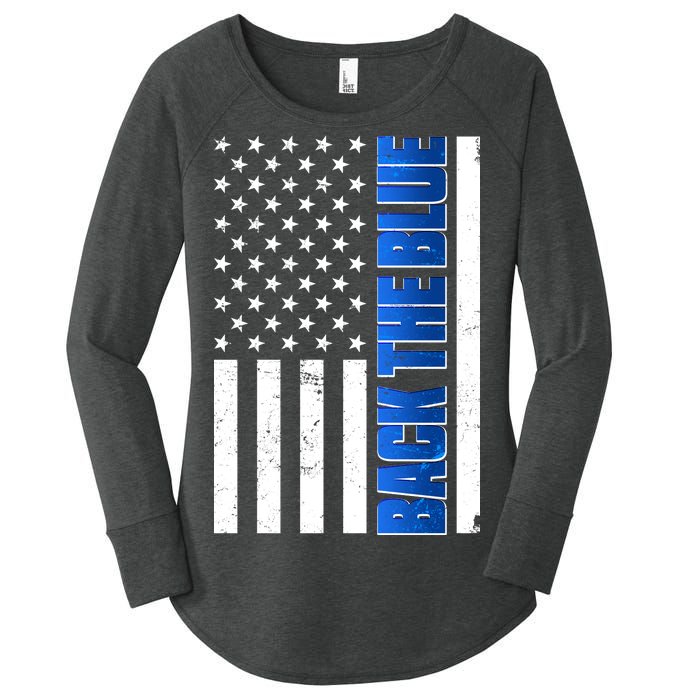 Back The Blue Thin Blue Line US Flag Women's Perfect Tri Tunic Long Sleeve Shirt