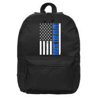 Back The Blue Thin Blue Line US Flag 16 in Basic Backpack