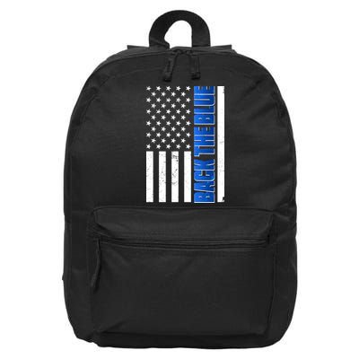 Back The Blue Thin Blue Line US Flag 16 in Basic Backpack