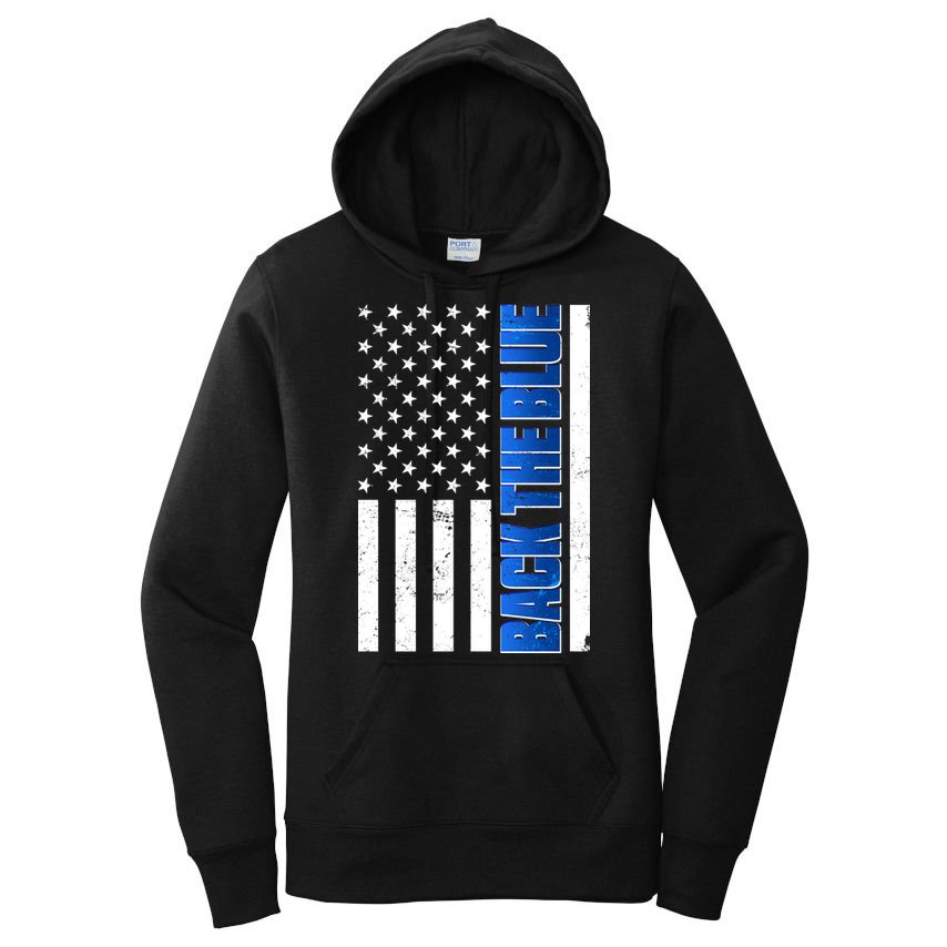 Back The Blue Thin Blue Line US Flag Women's Pullover Hoodie