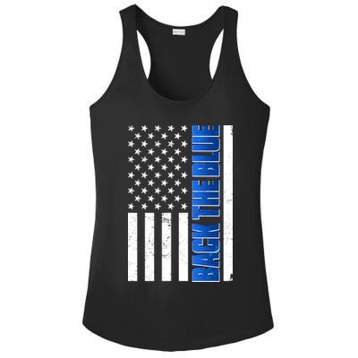 Back The Blue Thin Blue Line US Flag Ladies PosiCharge Competitor Racerback Tank