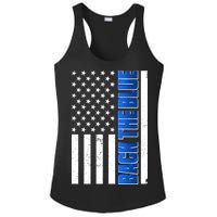 Back The Blue Thin Blue Line US Flag Ladies PosiCharge Competitor Racerback Tank