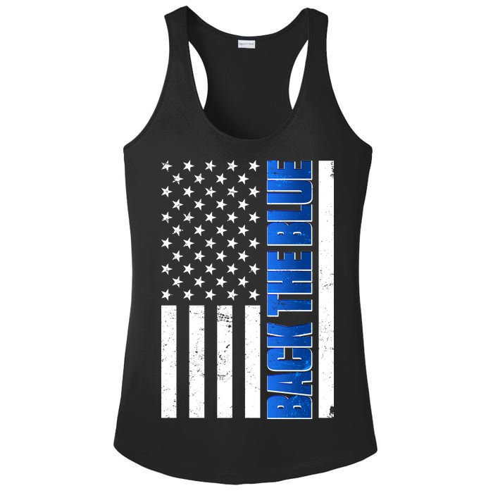 Back The Blue Thin Blue Line US Flag Ladies PosiCharge Competitor Racerback Tank