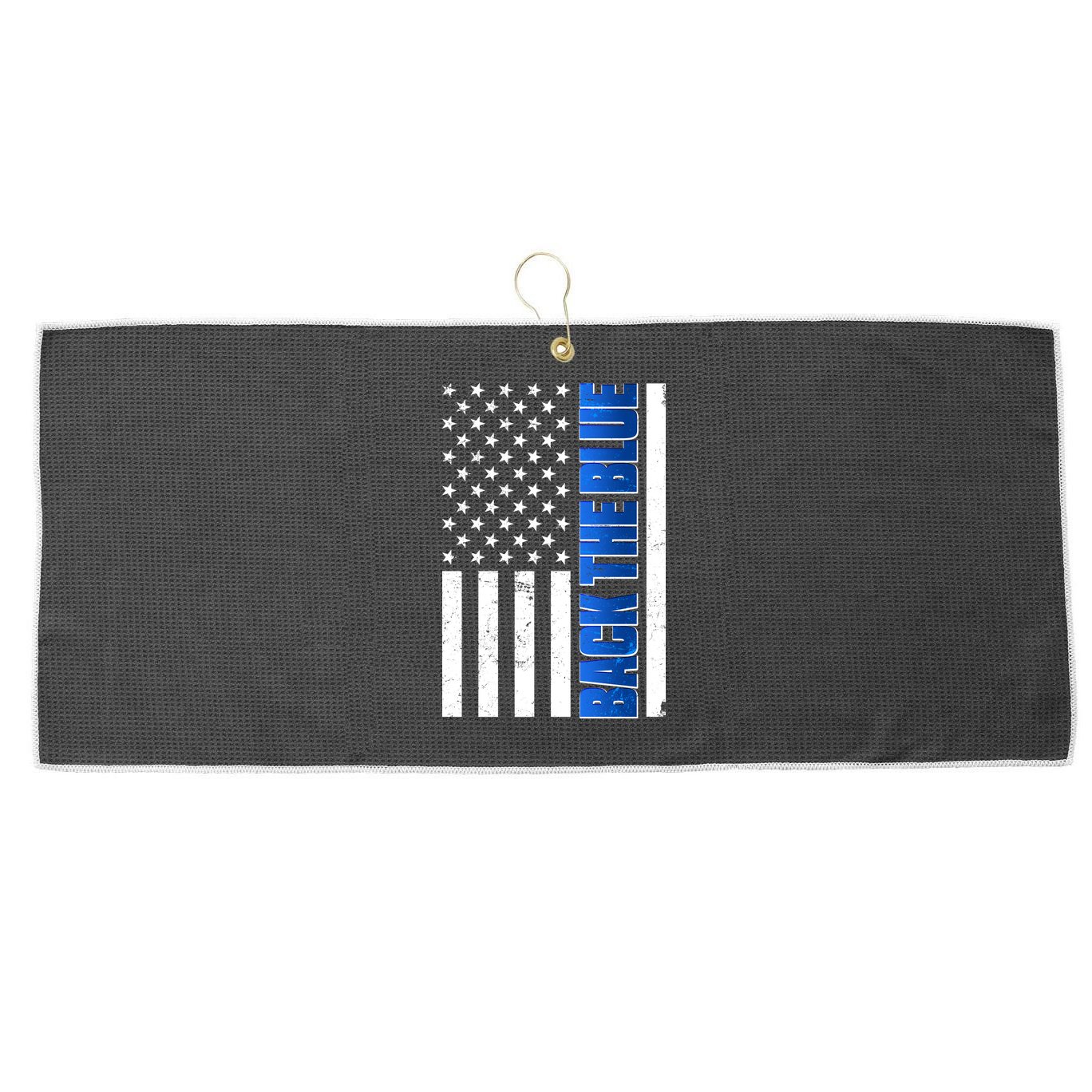 Back The Blue Thin Blue Line US Flag Large Microfiber Waffle Golf Towel