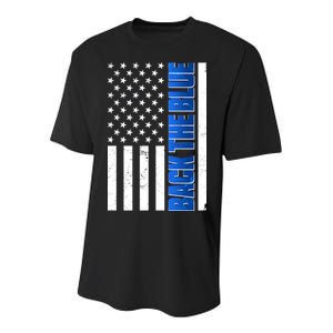 Back The Blue Thin Blue Line US Flag Youth Performance Sprint T-Shirt