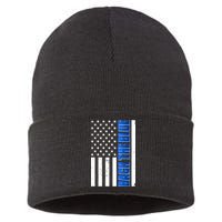 Back The Blue Thin Blue Line US Flag Sustainable Knit Beanie