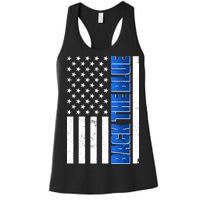 Back The Blue Thin Blue Line US Flag Women's Racerback Tank