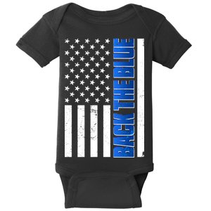 Back The Blue Thin Blue Line US Flag Baby Bodysuit