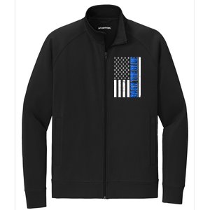 Back The Blue Thin Blue Line US Flag Stretch Full-Zip Cadet Jacket