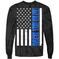 Back The Blue Thin Blue Line US Flag Tie-Dye Long Sleeve Shirt