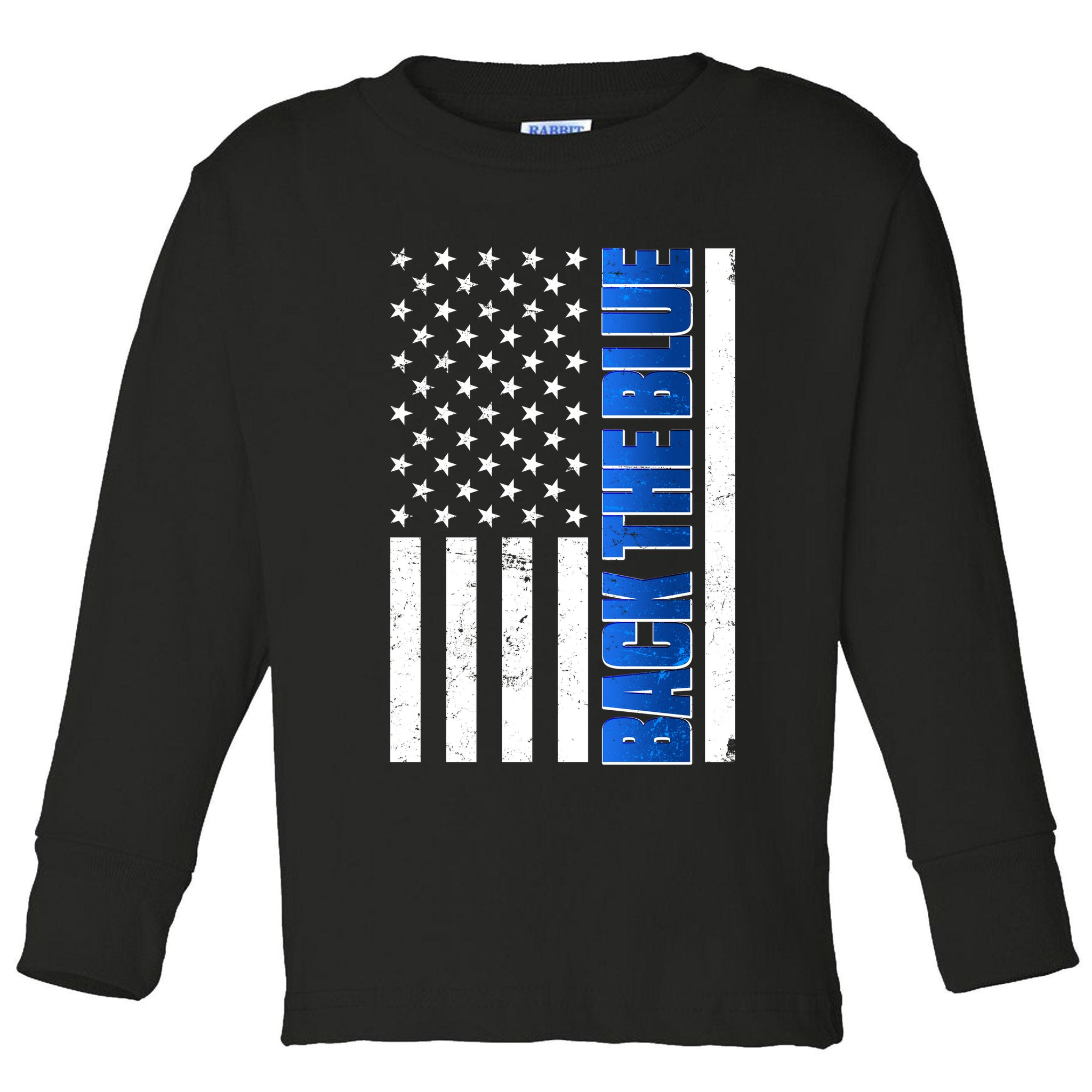 Back The Blue Thin Blue Line US Flag Toddler Long Sleeve Shirt