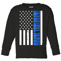 Back The Blue Thin Blue Line US Flag Toddler Long Sleeve Shirt