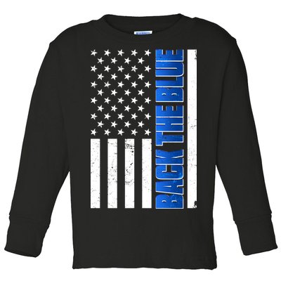 Back The Blue Thin Blue Line US Flag Toddler Long Sleeve Shirt