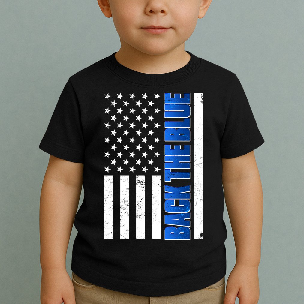 Back The Blue Thin Blue Line US Flag Toddler T-Shirt
