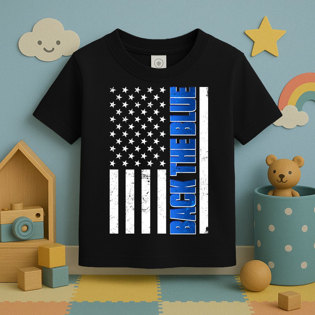 Back The Blue Thin Blue Line US Flag Toddler T-Shirt