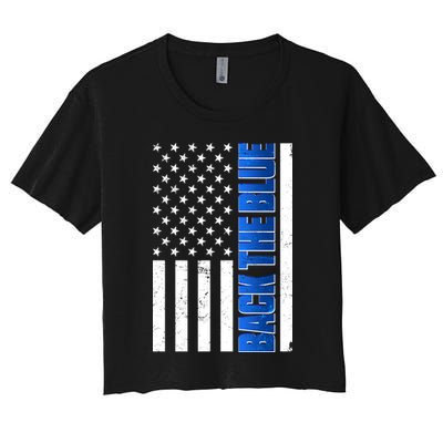 Back The Blue Thin Blue Line US Flag Crop Top