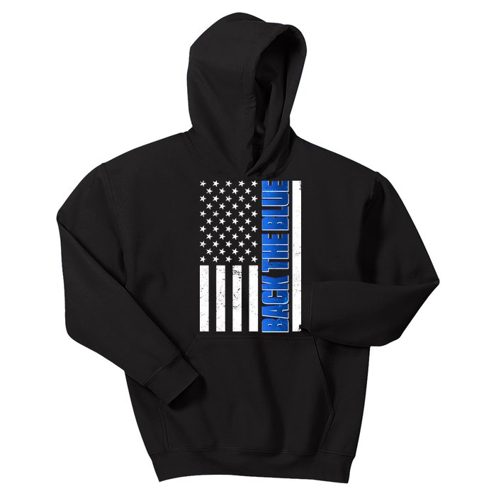 Back The Blue Thin Blue Line US Flag Kids Hoodie