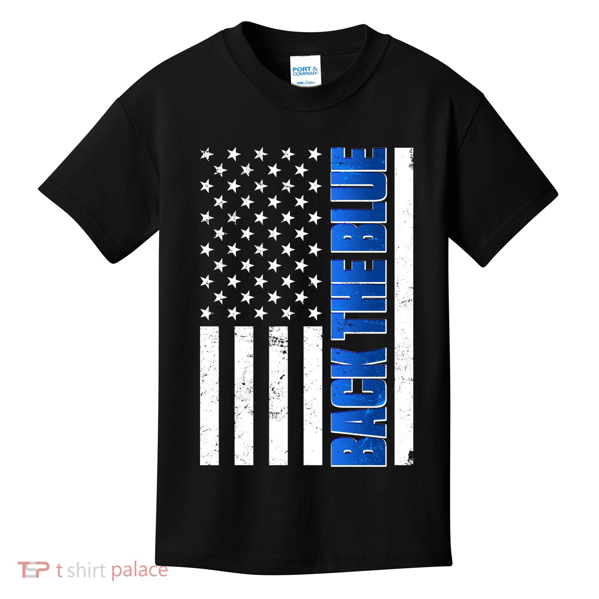 Back The Blue Thin Blue Line US Flag Kids T-Shirt