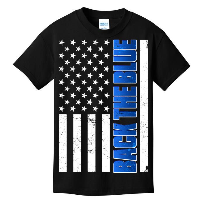 Back The Blue Thin Blue Line US Flag Kids T-Shirt