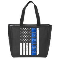 Back The Blue Thin Blue Line US Flag Zip Tote Bag