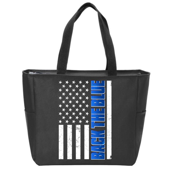 Back The Blue Thin Blue Line US Flag Zip Tote Bag