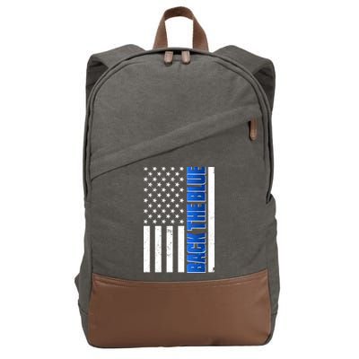 Back The Blue Thin Blue Line US Flag Cotton Canvas Backpack