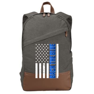 Back The Blue Thin Blue Line US Flag Cotton Canvas Backpack