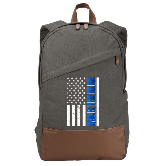 Back The Blue Thin Blue Line US Flag Cotton Canvas Backpack