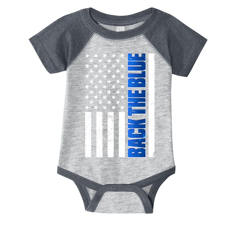 Back The Blue Thin Blue Line US Flag Infant Baby Jersey Bodysuit