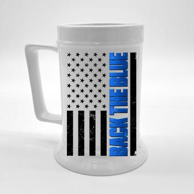 Back The Blue Thin Blue Line US Flag Beer Stein