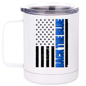 Back The Blue Thin Blue Line US Flag 12 oz Stainless Steel Tumbler Cup