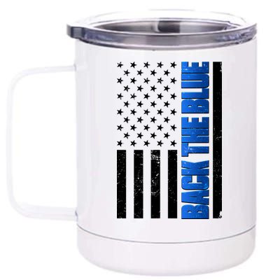 Back The Blue Thin Blue Line US Flag 12 oz Stainless Steel Tumbler Cup