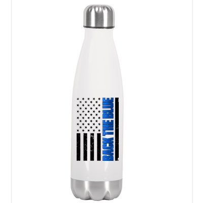 Back The Blue Thin Blue Line US Flag Stainless Steel Insulated Water Bottle