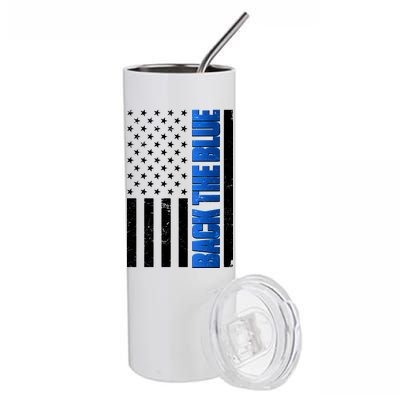 Back The Blue Thin Blue Line US Flag Stainless Steel Tumbler