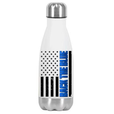 Back The Blue Thin Blue Line US Flag Stainless Steel Insulated Water Bottle