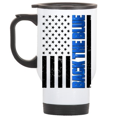 Back The Blue Thin Blue Line US Flag Stainless Steel Travel Mug