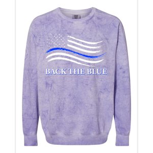 Back The Blue Thin Blue Line USA Flag Colorblast Crewneck Sweatshirt