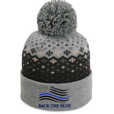 Back The Blue Thin Blue Line USA Flag The Baniff Cuffed Pom Beanie