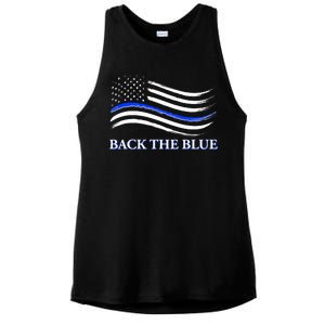 Back The Blue Thin Blue Line USA Flag Ladies PosiCharge Tri-Blend Wicking Tank