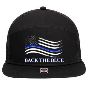 Back The Blue Thin Blue Line USA Flag 7 Panel Mesh Trucker Snapback Hat