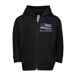 Back The Blue Thin Blue Line USA Flag Toddler Zip Fleece Hoodie